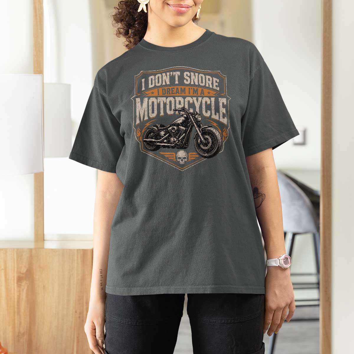 I Dont Snore I Dream Im A Motorcycle Rider T Shirt For Women Snoring Biker Retro Bikers Club