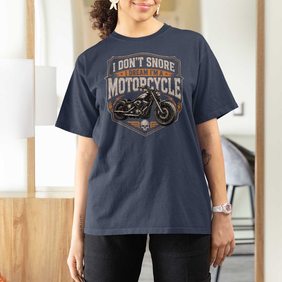 I Dont Snore I Dream Im A Motorcycle Rider T Shirt For Women Snoring Biker Retro Bikers Club