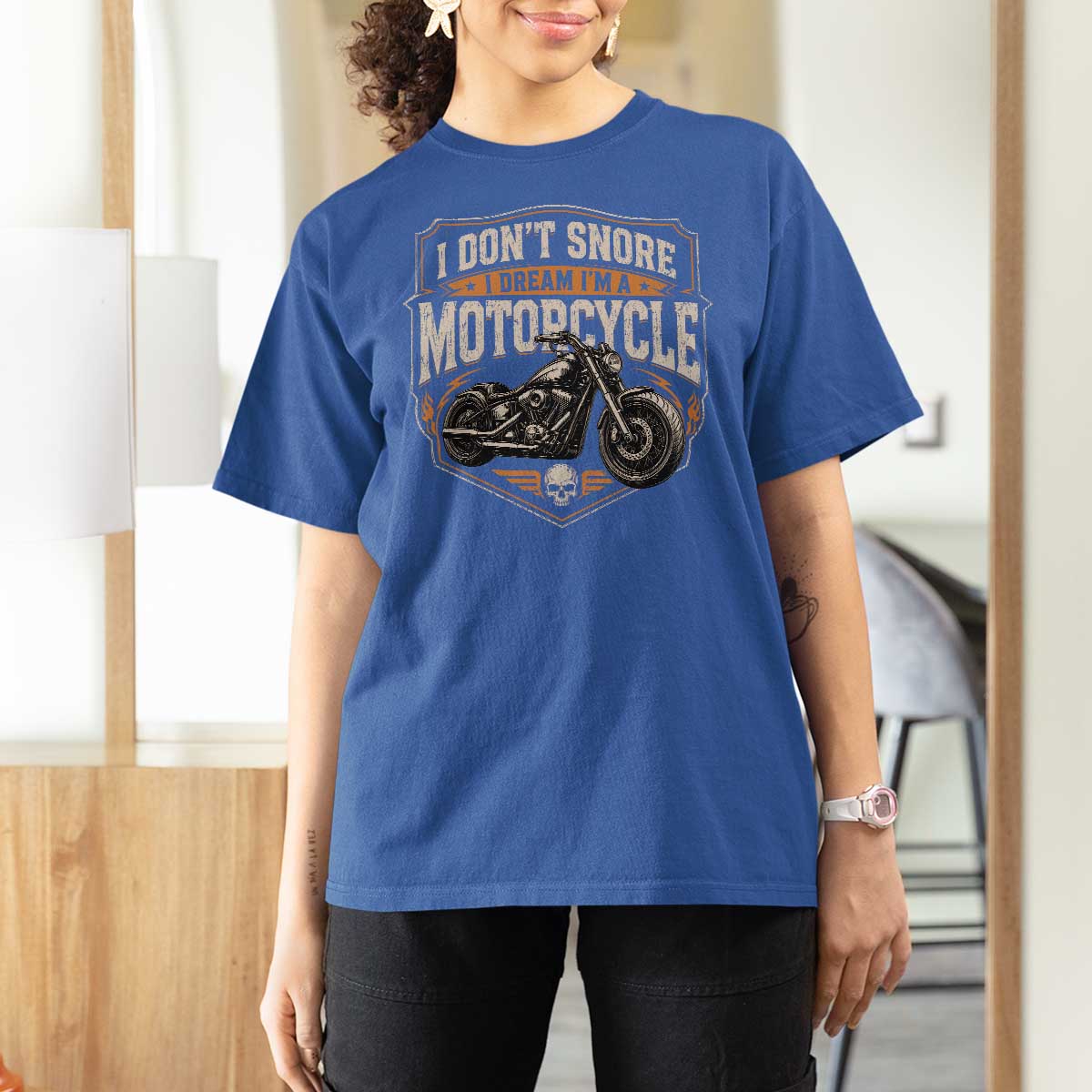 I Dont Snore I Dream Im A Motorcycle Rider T Shirt For Women Snoring Biker Retro Bikers Club