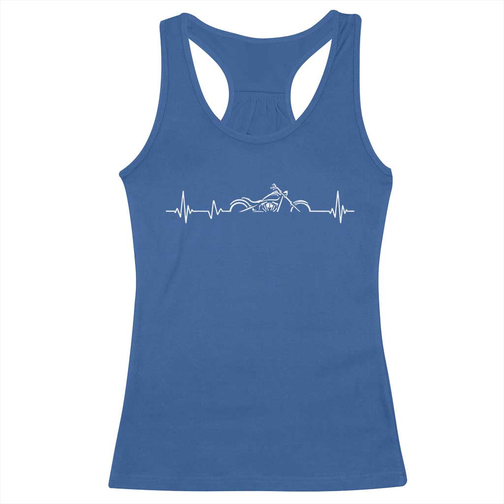 Heartbeat Motorcycle Lovers Racerback Tank Top Sports Biker Bikers Club