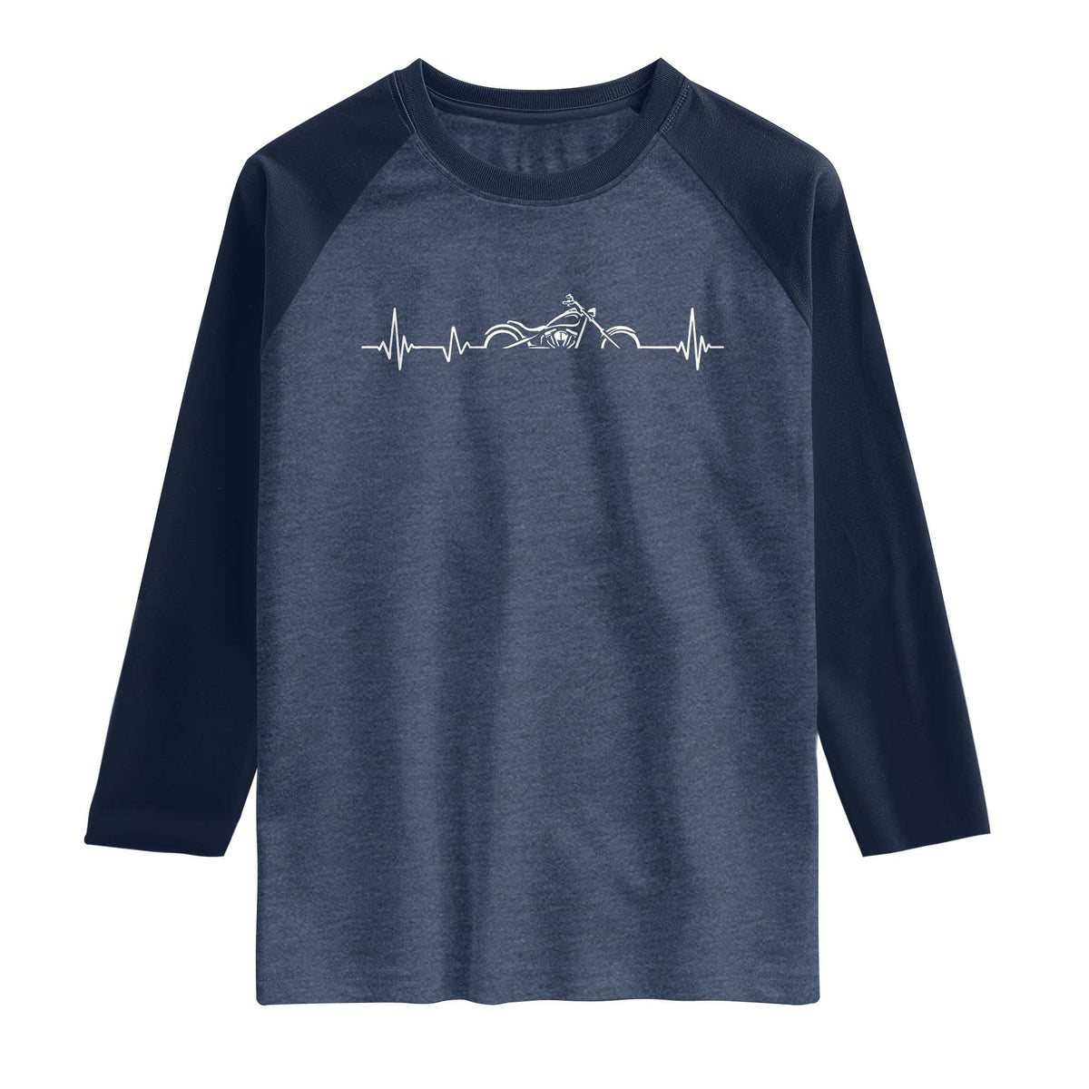 Heartbeat Motorcycle Lovers Raglan Shirt Sports Biker Bikers Club