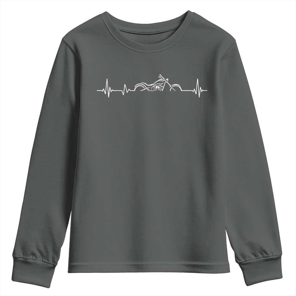 Heartbeat Motorcycle Lovers Youth Sweatshirt Sports Biker Bikers Club