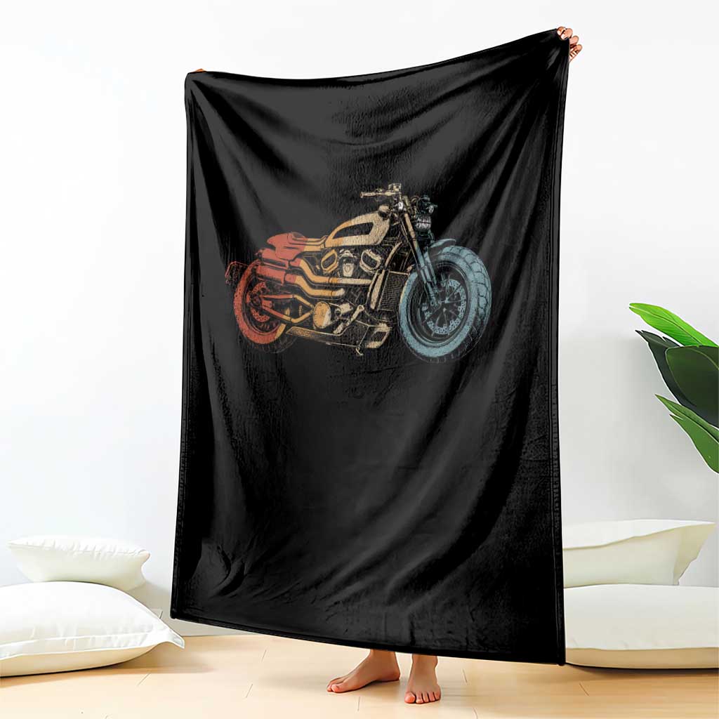 Vintage Motorcycle Throw Blanket Retro Rider Graphic Motorcycle Enthusiasts Bikers Club