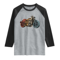 Vintage Motorcycle Raglan Shirt Retro Rider Graphic Motorcycle Enthusiasts Bikers Club