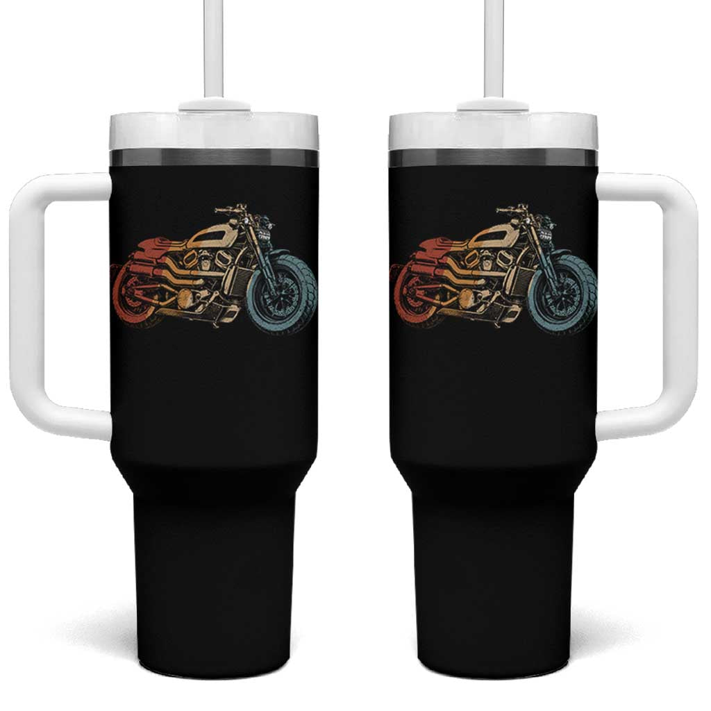 Vintage Motorcycle Tumbler With Handle Retro Rider Graphic Motorcycle Enthusiasts Bikers Club