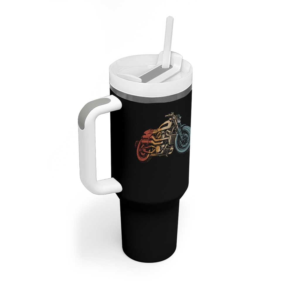Vintage Motorcycle Tumbler With Handle Retro Rider Graphic Motorcycle Enthusiasts Bikers Club