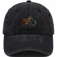 Vintage Motorcycle Washed Cotton Baseball Cap Retro Rider Graphic Motorcycle Enthusiasts Bikers Club