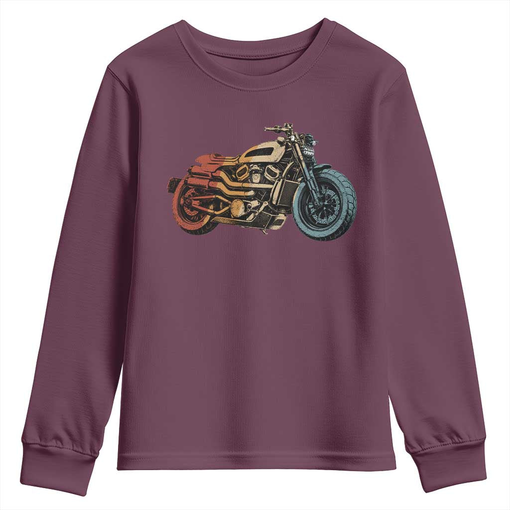 Vintage Motorcycle Youth Sweatshirt Retro Rider Graphic Motorcycle Enthusiasts Bikers Club