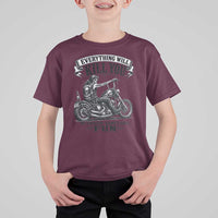 Skeleton Biker Vintage Motorcycle Graphic T Shirt For Kid Everything Will Kill You So Choose Something Fun