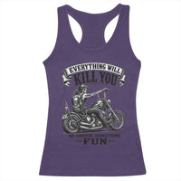 Skeleton Biker Vintage Motorcycle Graphic Racerback Tank Top Everything Will Kill You So Choose Something Fun