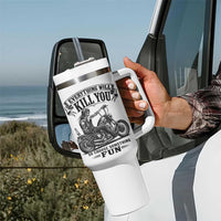Skeleton Biker Vintage Motorcycle Graphic Tumbler With Handle Everything Will Kill You So Choose Something Fun