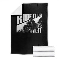 Ride It Like You Stole It Skeleton Biker Throw Blanket Vintage Motorcycle Rider