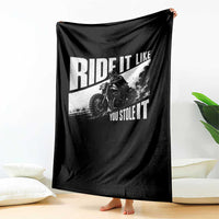 Ride It Like You Stole It Skeleton Biker Throw Blanket Vintage Motorcycle Rider
