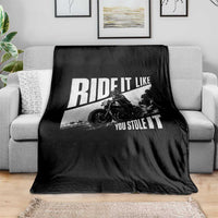 Ride It Like You Stole It Skeleton Biker Throw Blanket Vintage Motorcycle Rider