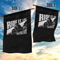 Ride It Like You Stole It Skeleton Biker Garden Flag Vintage Motorcycle Rider
