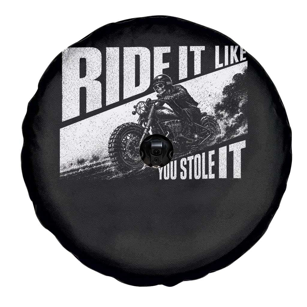Ride It Like You Stole It Skeleton Biker Spare Tire Cover Vintage Motorcycle Rider