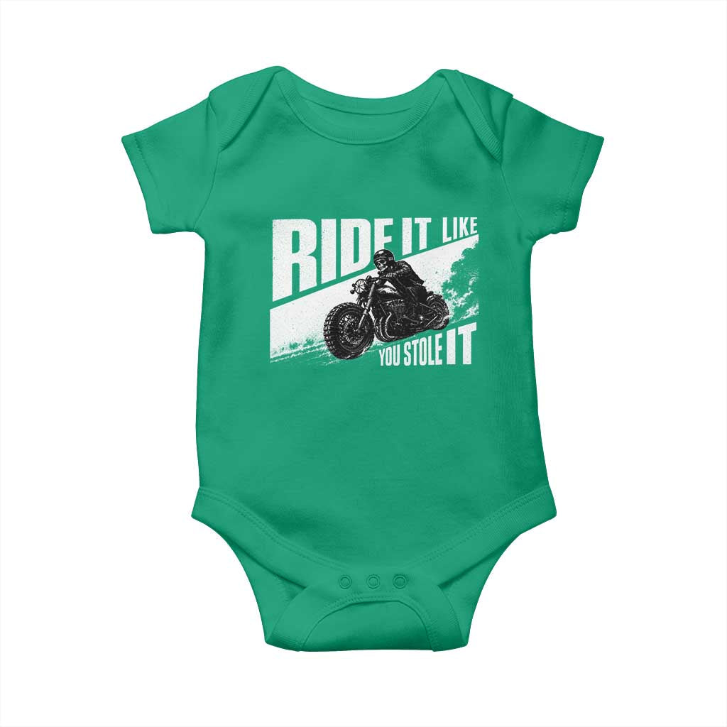 Ride It Like You Stole It Skeleton Biker Baby Onesie Vintage Motorcycle Rider