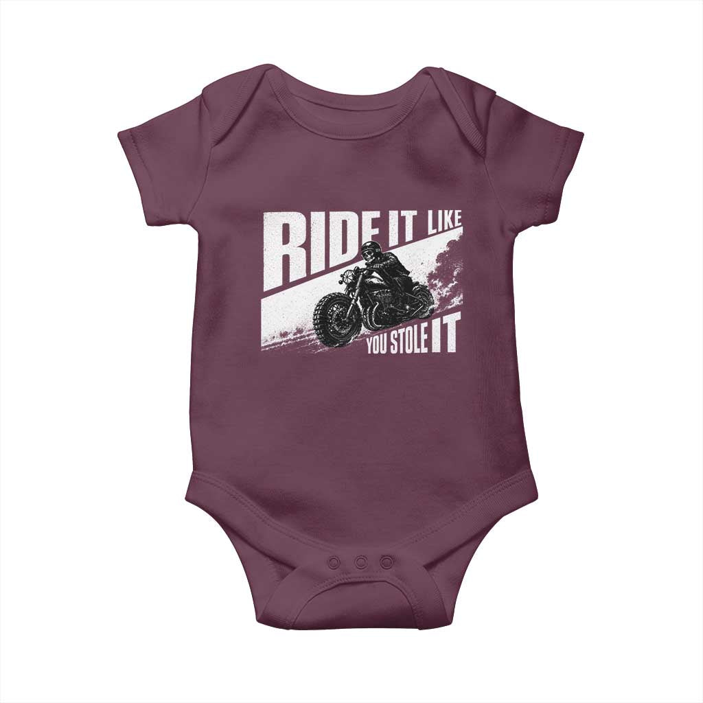 Ride It Like You Stole It Skeleton Biker Baby Onesie Vintage Motorcycle Rider