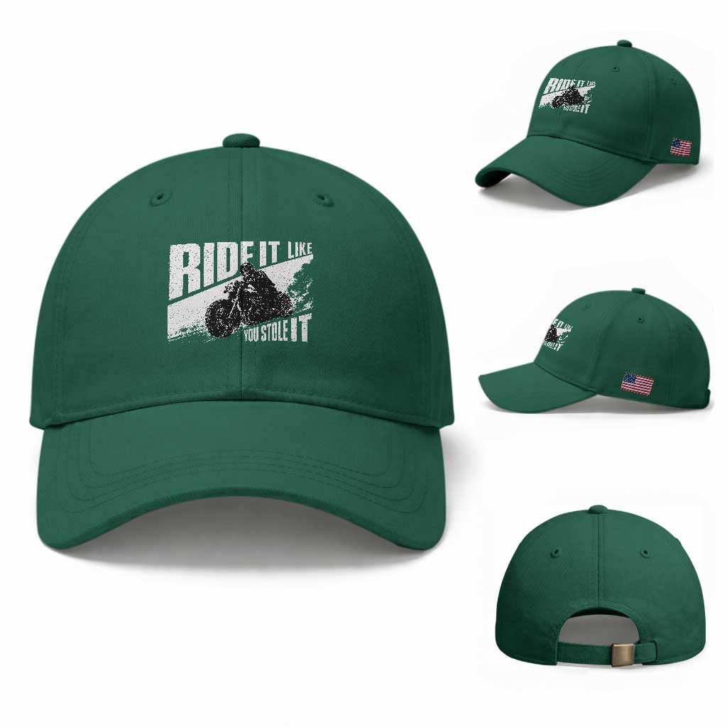 Ride It Like You Stole It Skeleton Biker Baseball Cap Vintage Motorcycle Rider