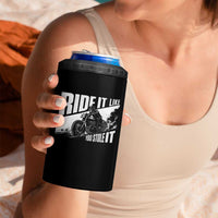 Ride It Like You Stole It Skeleton Biker 4 in 1 Can Cooler Tumbler Vintage Motorcycle Rider