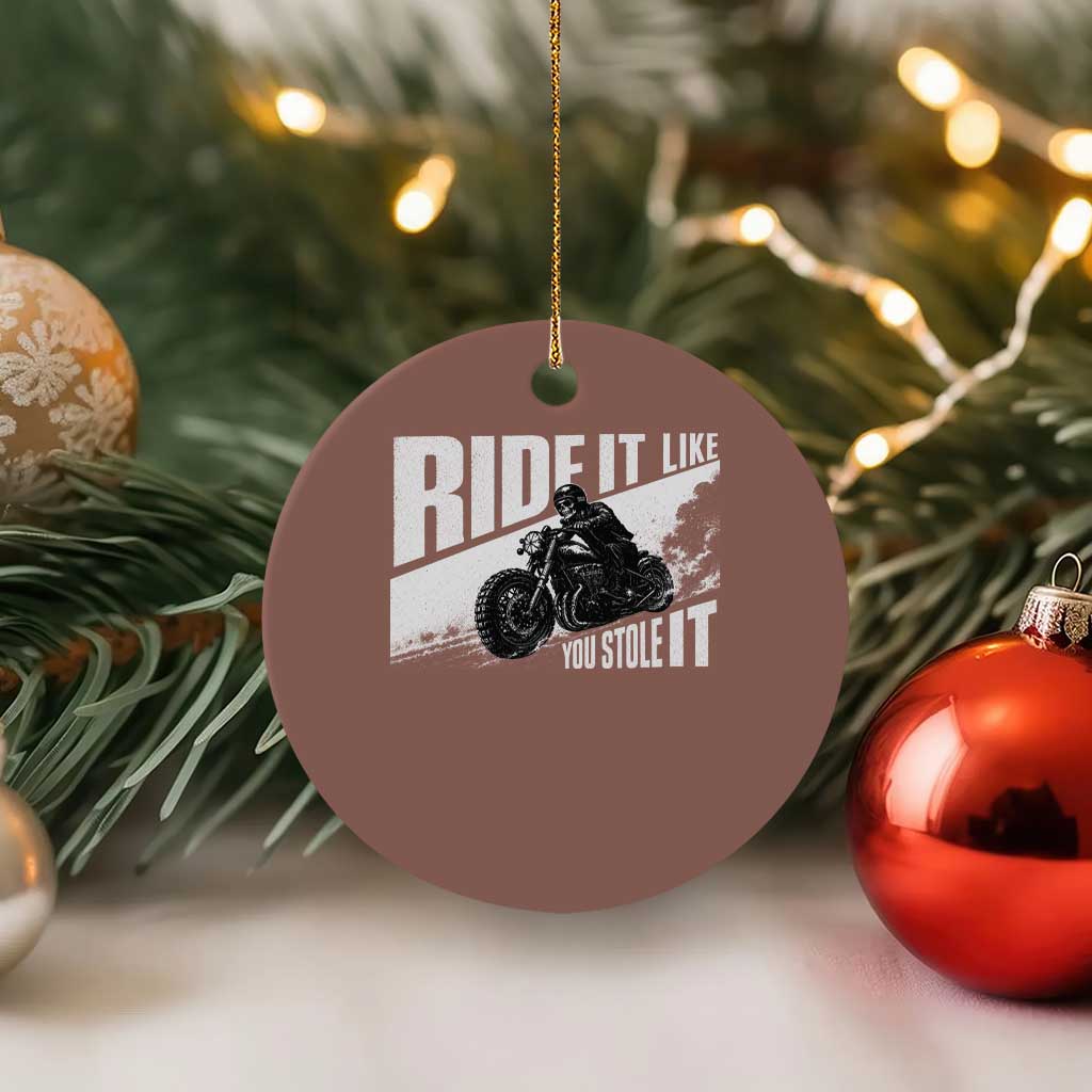 Ride It Like You Stole It Skeleton Biker Ceramic Ornament Vintage Motorcycle Rider