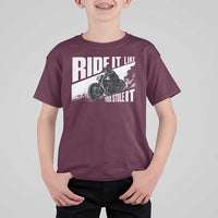 Ride It Like You Stole It Skeleton Biker T Shirt For Kid Vintage Motorcycle Rider