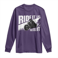 Ride It Like You Stole It Skeleton Biker Long Sleeve Shirt Vintage Motorcycle Rider