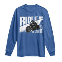 Ride It Like You Stole It Skeleton Biker Long Sleeve Shirt Vintage Motorcycle Rider
