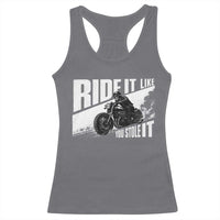Ride It Like You Stole It Skeleton Biker Racerback Tank Top Vintage Motorcycle Rider