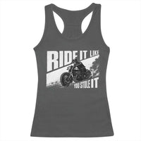 Ride It Like You Stole It Skeleton Biker Racerback Tank Top Vintage Motorcycle Rider