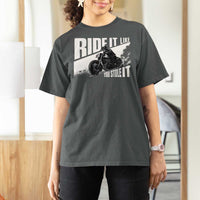 Ride It Like You Stole It Skeleton Biker T Shirt For Women Vintage Motorcycle Rider