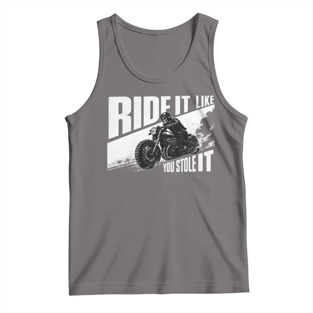 Ride It Like You Stole It Skeleton Biker Tank Top Vintage Motorcycle Rider