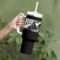 Ride It Like You Stole It Skeleton Biker Tumbler With Handle Vintage Motorcycle Rider