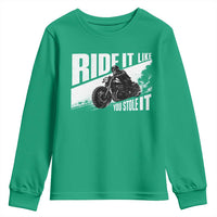 Ride It Like You Stole It Skeleton Biker Youth Sweatshirt Vintage Motorcycle Rider