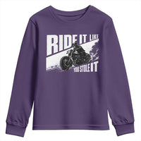 Ride It Like You Stole It Skeleton Biker Youth Sweatshirt Vintage Motorcycle Rider