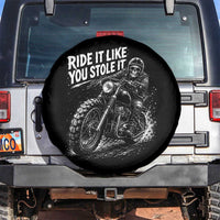 Ride It Like You Stole It Skeleton Rider Vintage Motorcycle Graphic Spare Tire Cover Biker Enthusiasts