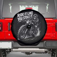 Ride It Like You Stole It Skeleton Rider Vintage Motorcycle Graphic Spare Tire Cover Biker Enthusiasts