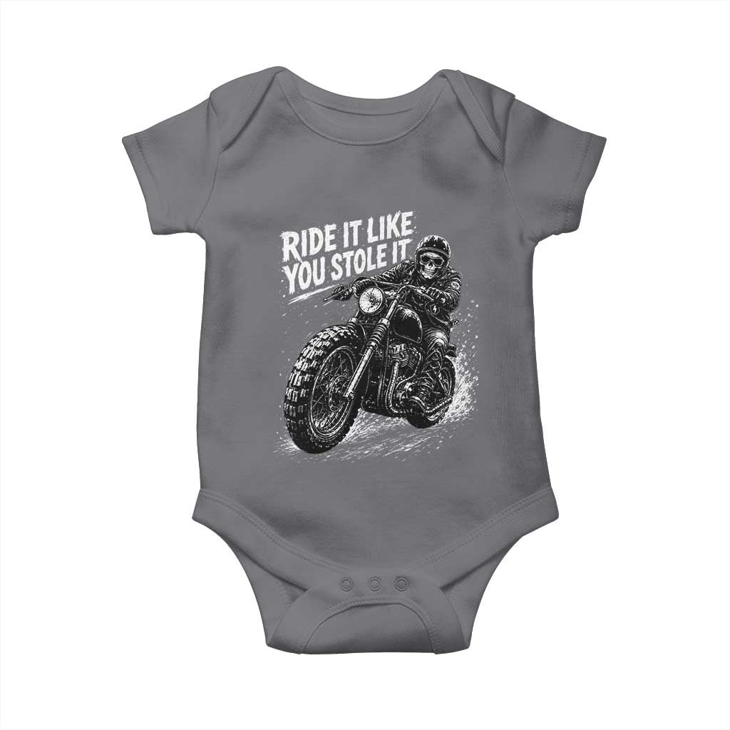 Ride It Like You Stole It Skeleton Rider Vintage Motorcycle Graphic Baby Onesie Biker Enthusiasts