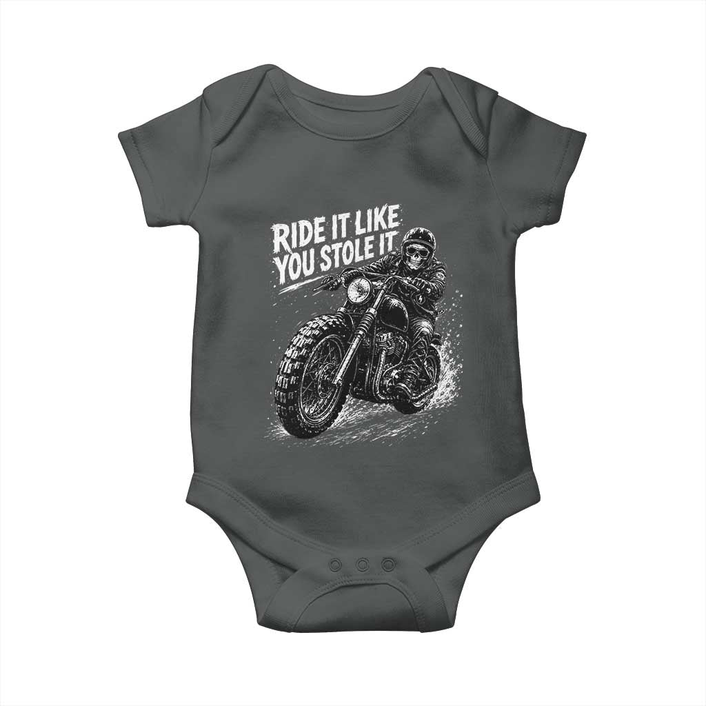 Ride It Like You Stole It Skeleton Rider Vintage Motorcycle Graphic Baby Onesie Biker Enthusiasts