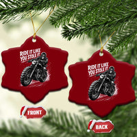 Ride It Like You Stole It Skeleton Rider Vintage Motorcycle Graphic Ceramic Ornament Biker Enthusiasts