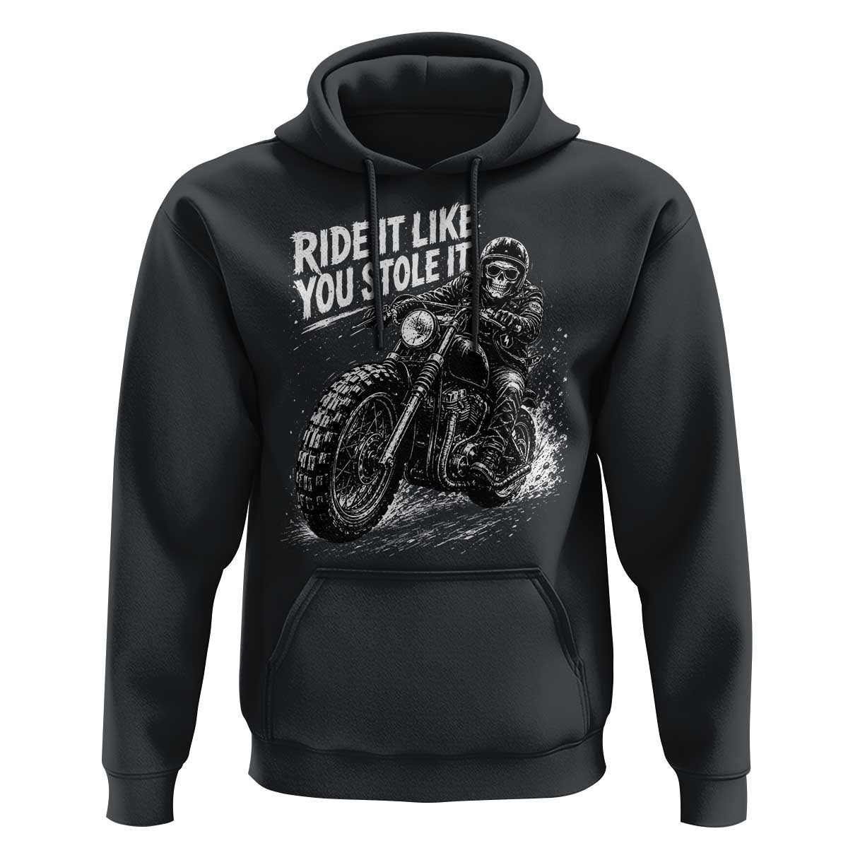 Ride It Like You Stole It Skeleton Rider Vintage Motorcycle Graphic Hoodie Biker Enthusiasts