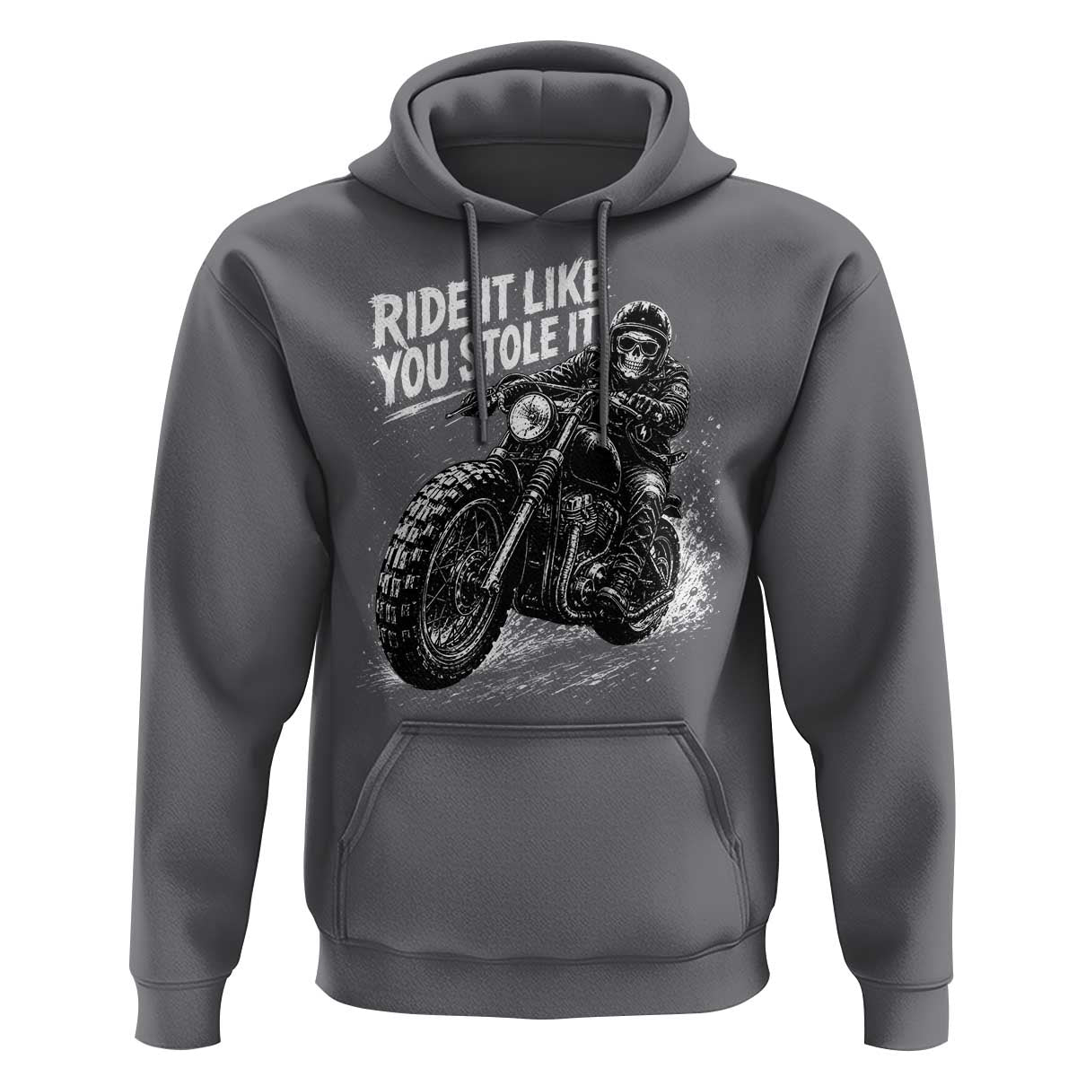 Ride It Like You Stole It Skeleton Rider Vintage Motorcycle Graphic Hoodie Biker Enthusiasts