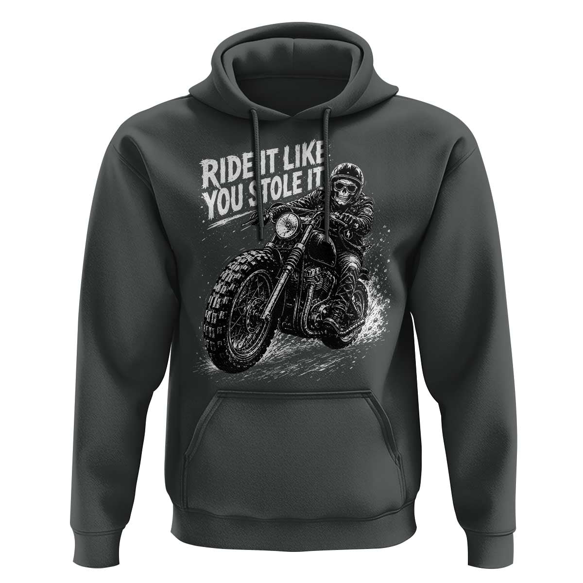 Ride It Like You Stole It Skeleton Rider Vintage Motorcycle Graphic Hoodie Biker Enthusiasts