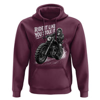 Ride It Like You Stole It Skeleton Rider Vintage Motorcycle Graphic Hoodie Biker Enthusiasts