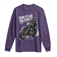 Ride It Like You Stole It Skeleton Rider Vintage Motorcycle Graphic Long Sleeve Shirt Biker Enthusiasts