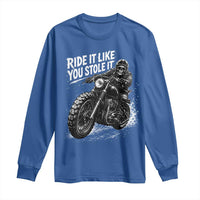 Ride It Like You Stole It Skeleton Rider Vintage Motorcycle Graphic Long Sleeve Shirt Biker Enthusiasts