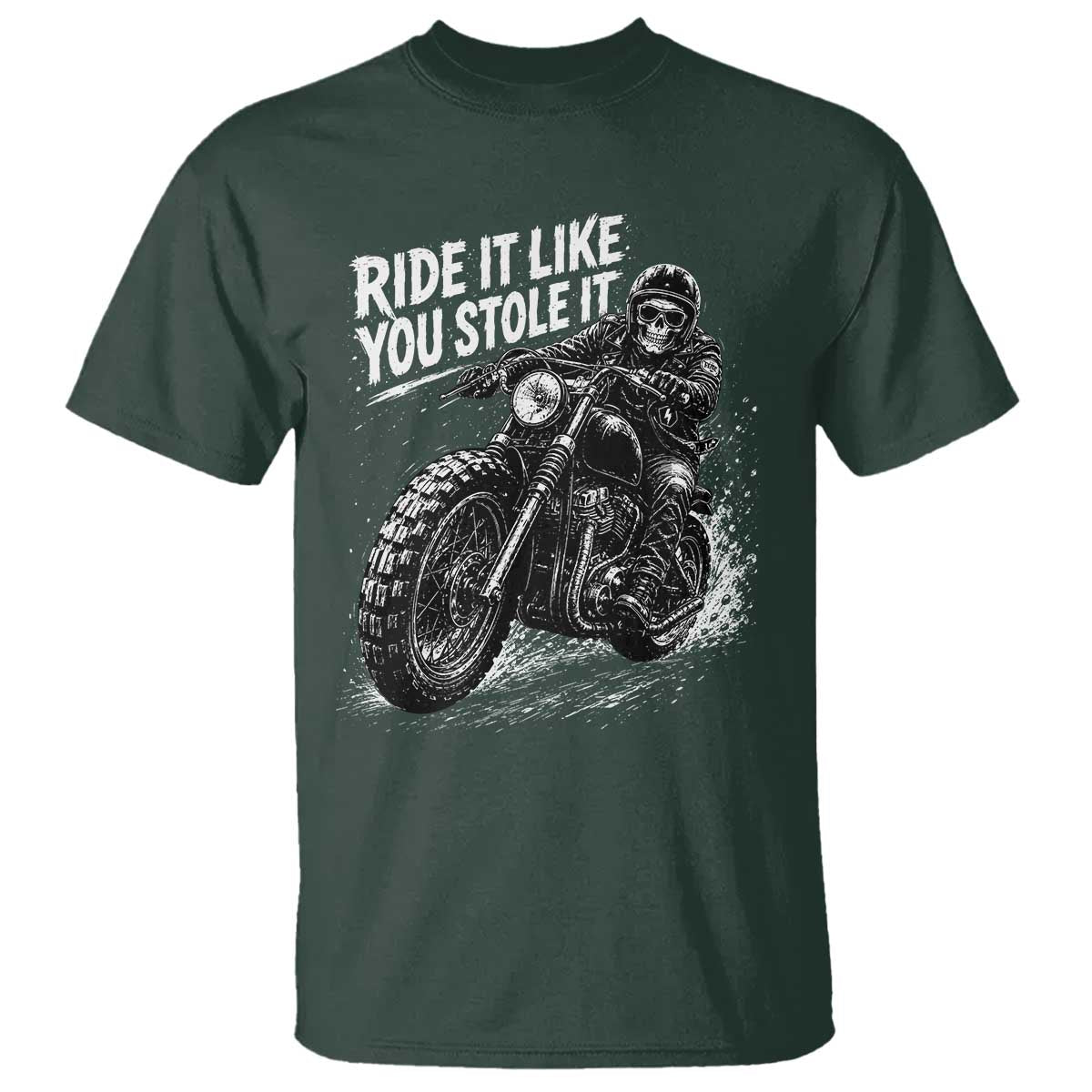 Ride It Like You Stole It Skeleton Rider Vintage Motorcycle Graphic T Shirt Biker Enthusiasts