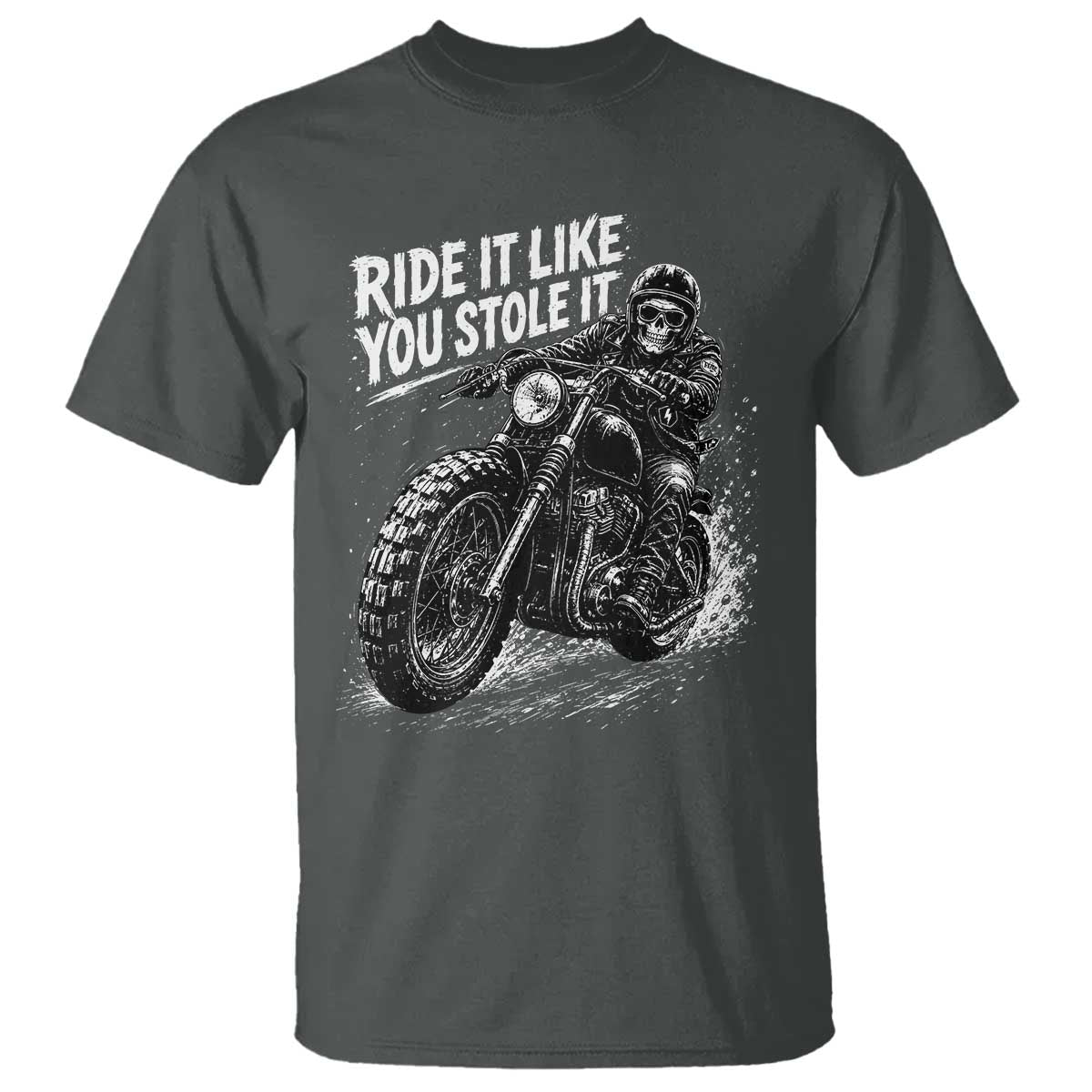 Ride It Like You Stole It Skeleton Rider Vintage Motorcycle Graphic T Shirt Biker Enthusiasts