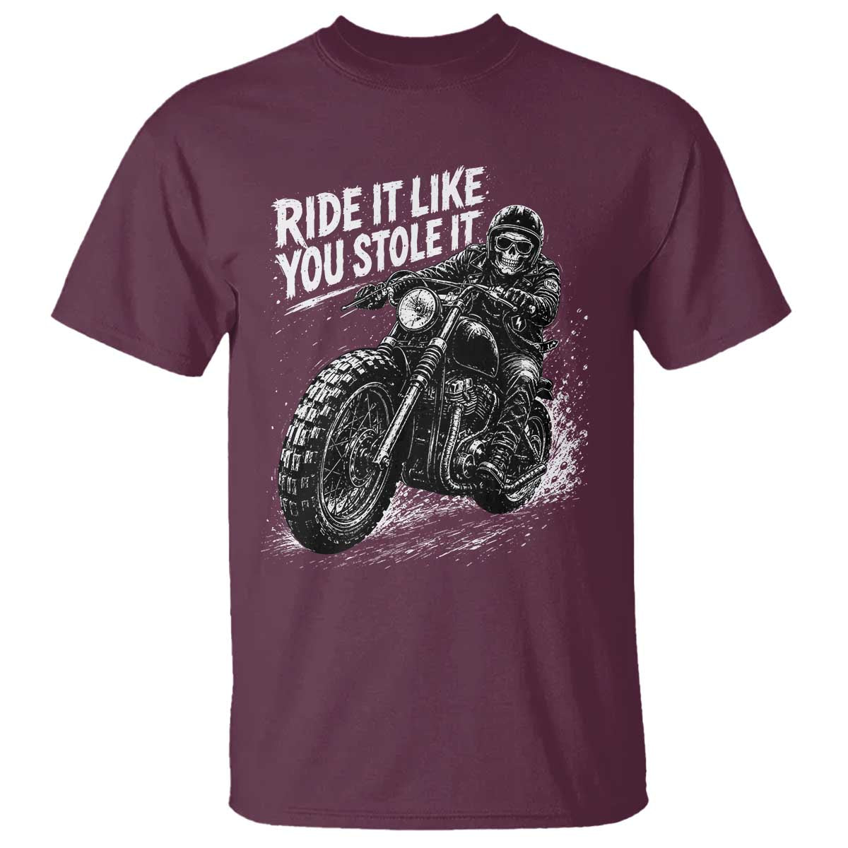Ride It Like You Stole It Skeleton Rider Vintage Motorcycle Graphic T Shirt Biker Enthusiasts