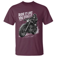 Ride It Like You Stole It Skeleton Rider Vintage Motorcycle Graphic T Shirt Biker Enthusiasts